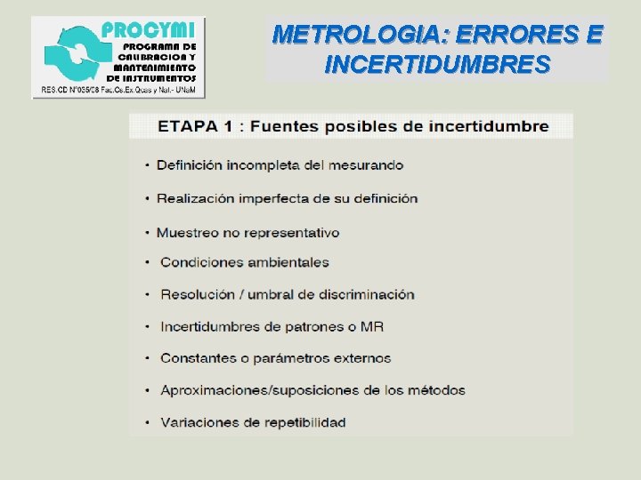 METROLOGIA: ERRORES E INCERTIDUMBRES 