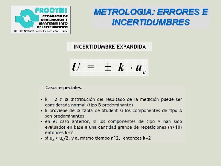 METROLOGIA: ERRORES E INCERTIDUMBRES 