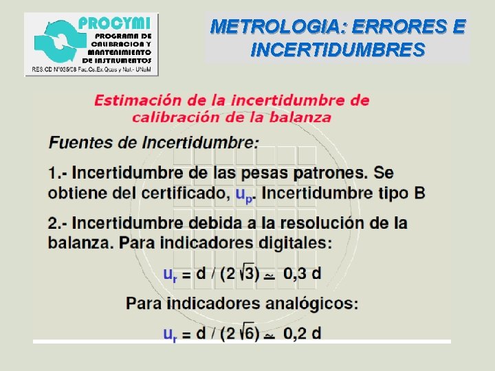 METROLOGIA: ERRORES E INCERTIDUMBRES 