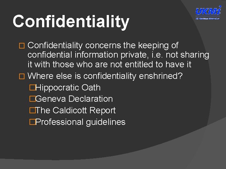 Confidentiality concerns the keeping of confidential information private, i. e. not sharing it with