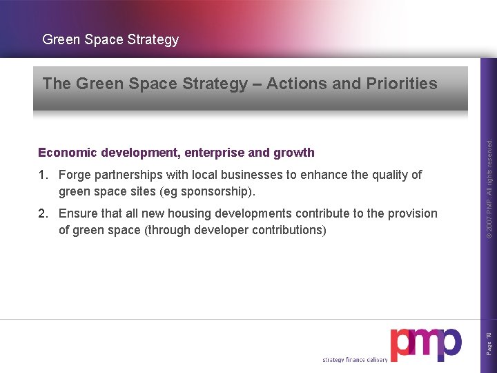 Green Space Strategy 1. Forge partnerships with local businesses to enhance the quality of