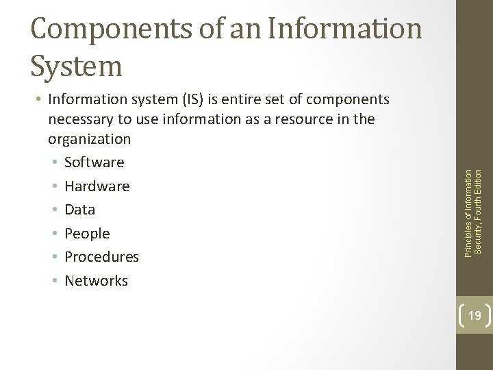  • Information system (IS) is entire set of components necessary to use information