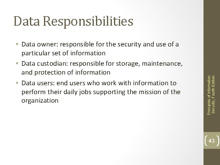  • Data owner: responsible for the security and use of a particular set