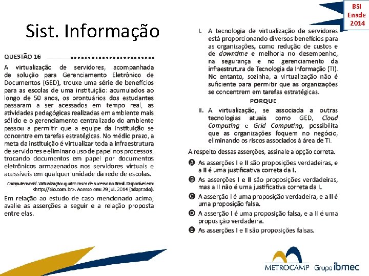 Sist. Informação BSI Enade 2014 