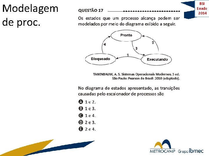 Modelagem de proc. BSI Enade 2014 