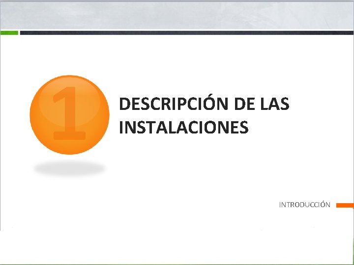 1 DESCRIPCIÓN DE LAS INSTALACIONES INTRODUCCIÓN 