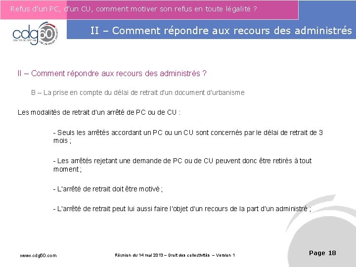 Refus d’un PC, d’un CU, comment motiver son refus en toute légalité ? Le