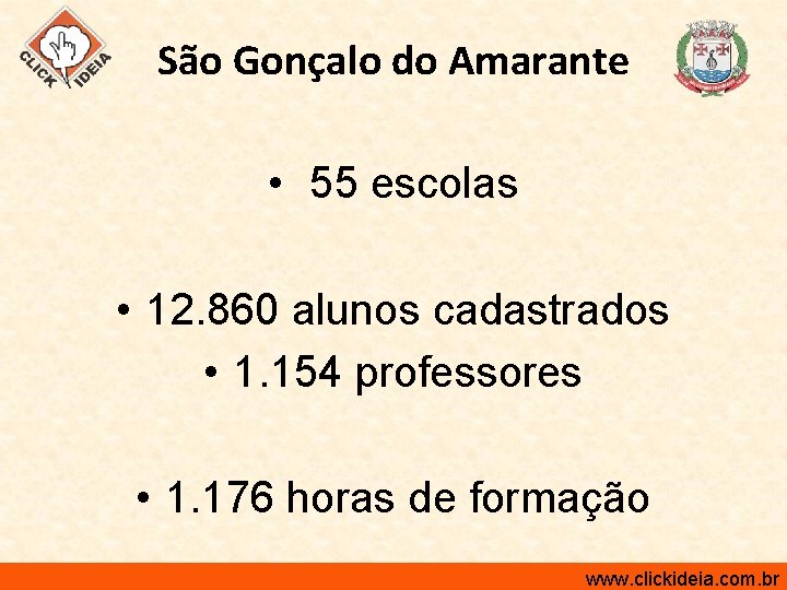 São Gonçalo do Amarante • 55 escolas • 12. 860 alunos cadastrados • 1.