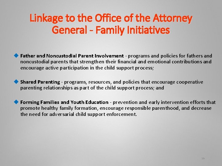 Linkage to the Office of the Attorney General - Family Initiatives Father and Noncustodial