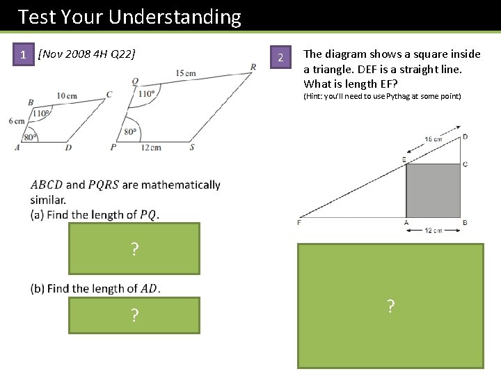 Test Your Understanding 1 [Nov 2008 4 H Q 22] 2 The diagram shows