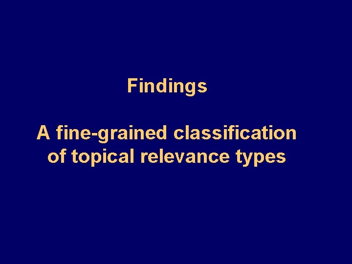Findings A fine-grained classification of topical relevance types 