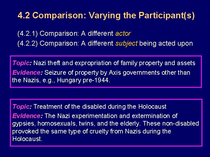 4. 2 Comparison: Varying the Participant(s) (4. 2. 1) Comparison: A different actor (4.