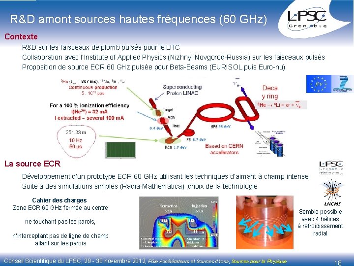 R&D amont sources hautes fréquences (60 GHz) Contexte R&D sur les faisceaux de plomb