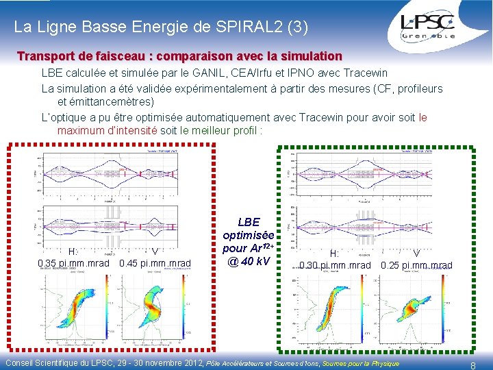 La Ligne Basse Energie de SPIRAL 2 (3) Transport de faisceau : comparaison avec