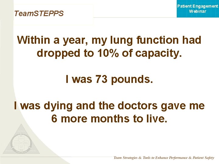 Patient Engagement Webinar Team. STEPPS Within a year, my lung function had dropped to