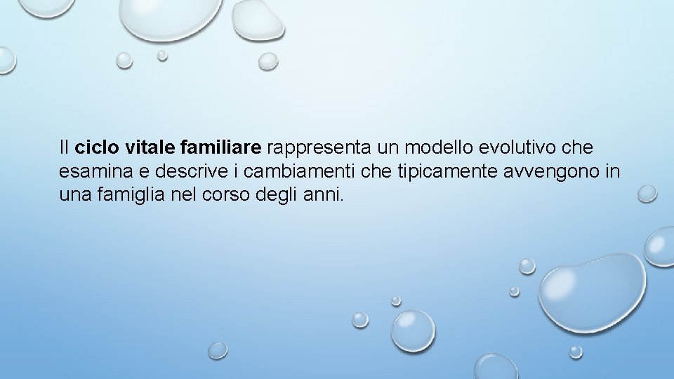 Il ciclo vitale familiare rappresenta un modello evolutivo che esamina e descrive i cambiamenti Il ciclo vitale familiare rappresenta un modello evolutivo che esamina e descrive i cambiamenti