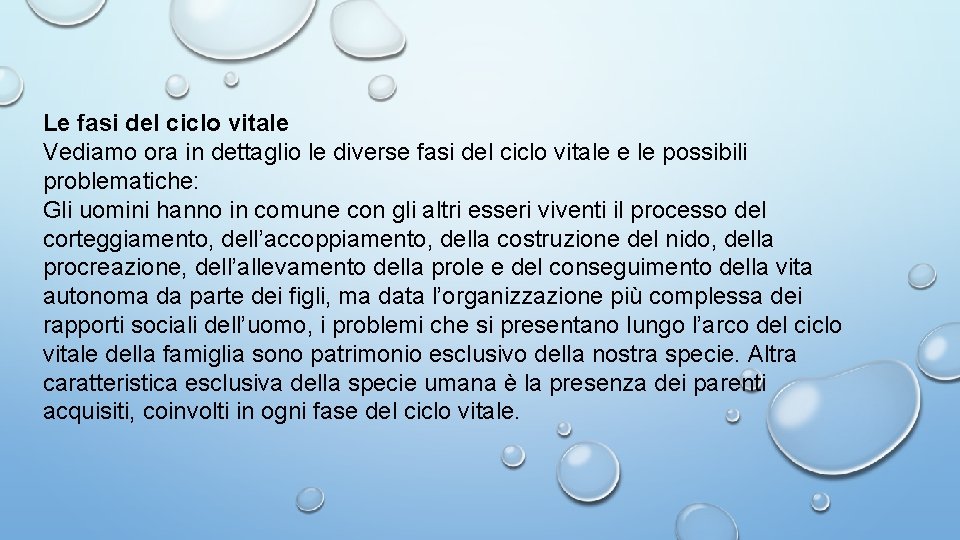 Le fasi del ciclo vitale Vediamo ora in dettaglio le diverse fasi del ciclo Le fasi del ciclo vitale Vediamo ora in dettaglio le diverse fasi del ciclo