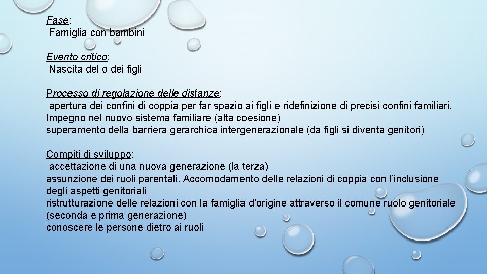 Fase: Famiglia con bambini Evento critico: Nascita del o dei figli Processo di regolazione Fase: Famiglia con bambini Evento critico: Nascita del o dei figli Processo di regolazione