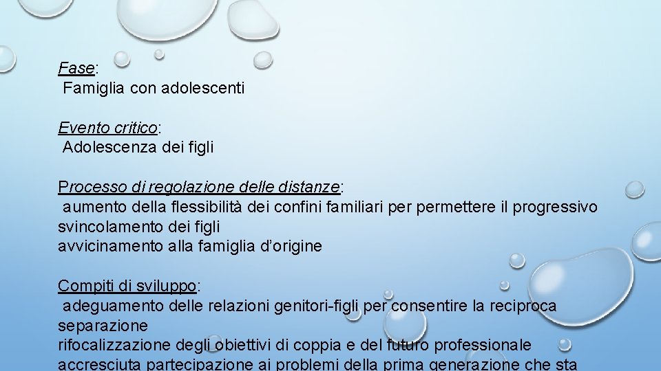 Fase: Famiglia con adolescenti Evento critico: Adolescenza dei figli Processo di regolazione delle distanze: Fase: Famiglia con adolescenti Evento critico: Adolescenza dei figli Processo di regolazione delle distanze: