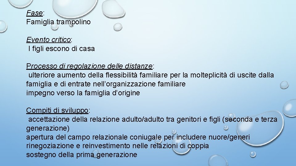 Fase: Famiglia trampolino Evento critico: I figli escono di casa Processo di regolazione delle Fase: Famiglia trampolino Evento critico: I figli escono di casa Processo di regolazione delle