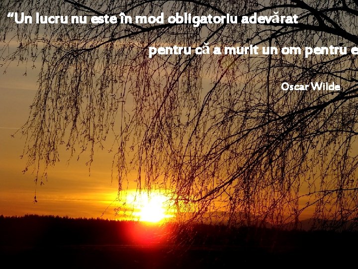 “Un lucru nu este în mod obligatoriu adevărat pentru că a murit un om