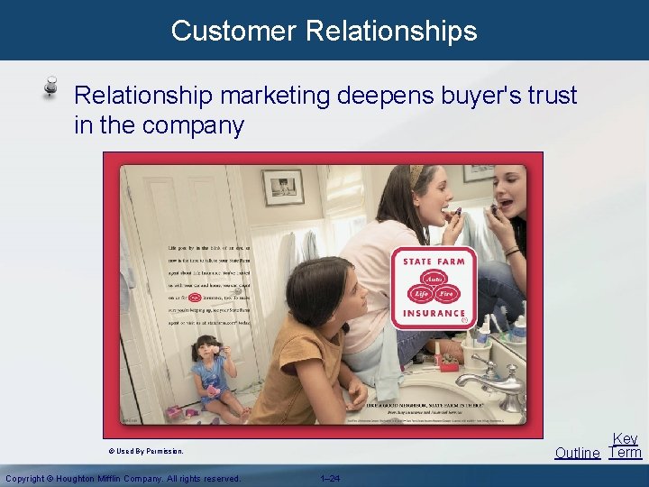 Customer Relationships Relationship marketing deepens buyer's trust in the company Key Outline Term © Customer Relationships Relationship marketing deepens buyer's trust in the company Key Outline Term ©