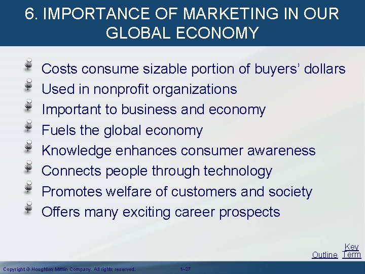 6. IMPORTANCE OF MARKETING IN OUR GLOBAL ECONOMY Costs consume sizable portion of buyers’ 6. IMPORTANCE OF MARKETING IN OUR GLOBAL ECONOMY Costs consume sizable portion of buyers’