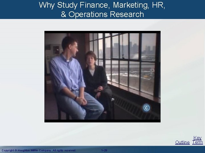 Why Study Finance, Marketing, HR, & Operations Research Key Outline Term Copyright © Houghton Why Study Finance, Marketing, HR, & Operations Research Key Outline Term Copyright © Houghton
