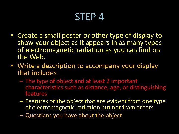 STEP 4 • Create a small poster or other type of display to show