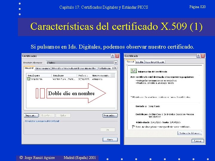 Capítulo 17: Certificados Digitales y Estándar PKCS Página 820 Características del certificado X. 509