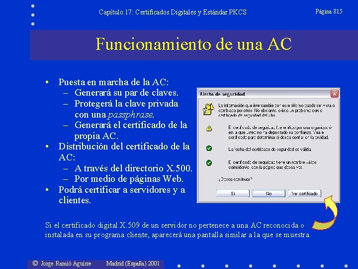 Capítulo 17: Certificados Digitales y Estándar PKCS Funcionamiento de una AC • Puesta en