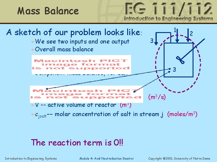Mass Balance A sketch of our problem looks like: FWe see two inputs and