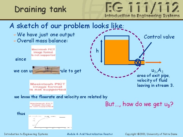 Draining tank A sketch of our problem looks like: FWe have just one output