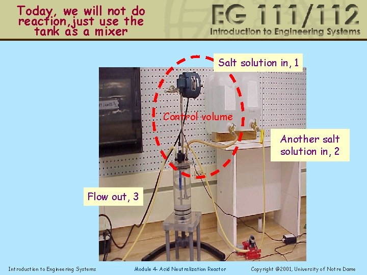 Today, we will not do reaction, just use the tank as a mixer Salt