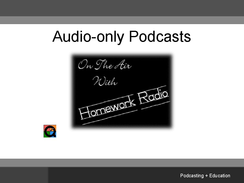Audio-only Podcasts Podcasting + Education 