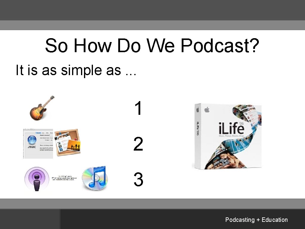 So How Do We Podcast? It is as simple as. . . 1 2