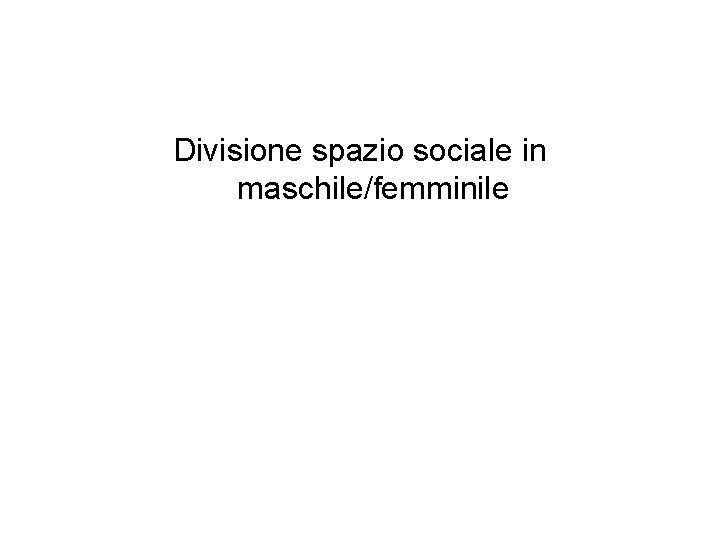 Divisione spazio sociale in maschile/femminile 