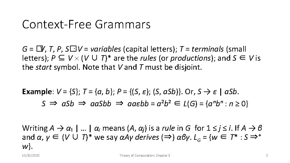 Chapter 3 Contextfree Grammars Pushdown Store Automata Properties