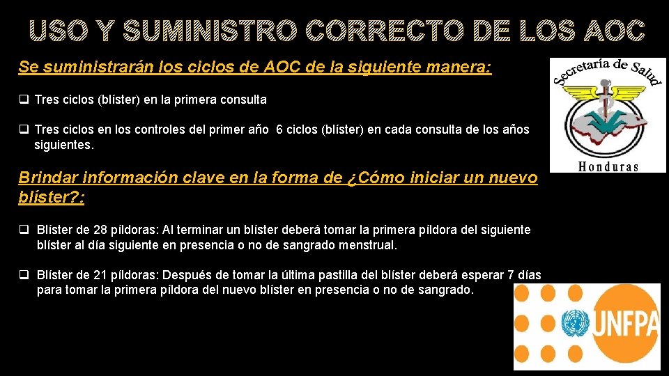 USO Y SUMINISTRO CORRECTO DE LOS AOC Se suministrarán los ciclos de AOC de USO Y SUMINISTRO CORRECTO DE LOS AOC Se suministrarán los ciclos de AOC de