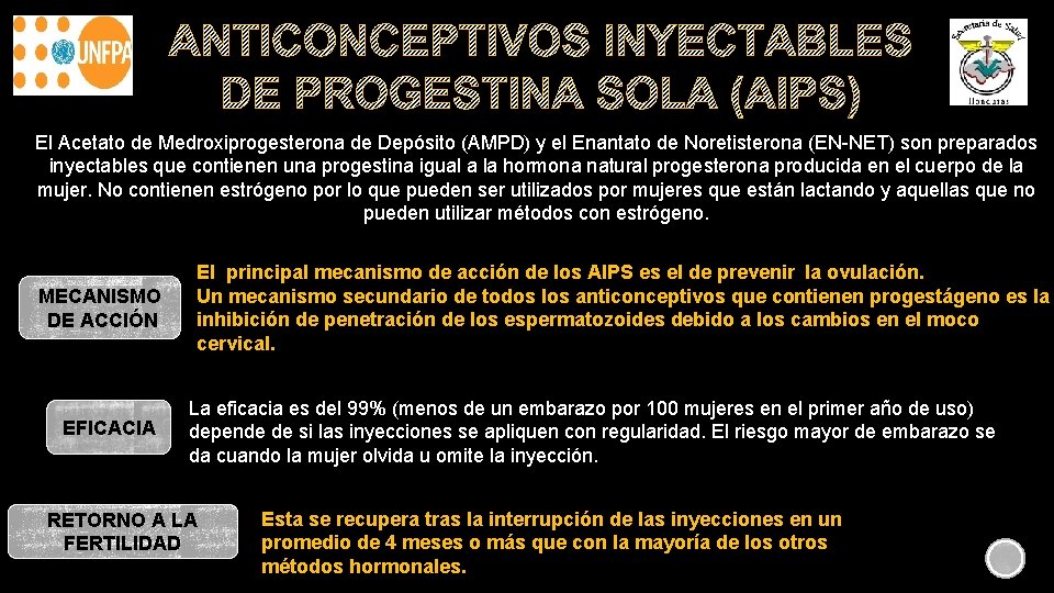 ANTICONCEPTIVOS INYECTABLES DE PROGESTINA SOLA (AIPS) El Acetato de Medroxiprogesterona de Depósito (AMPD) y ANTICONCEPTIVOS INYECTABLES DE PROGESTINA SOLA (AIPS) El Acetato de Medroxiprogesterona de Depósito (AMPD) y
