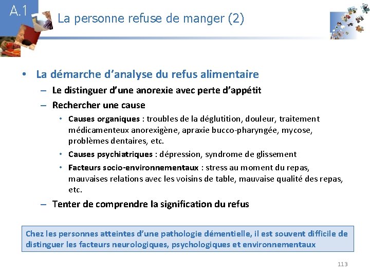 La personne refuse de manger (2) A 1 • La démarche d’analyse du refus