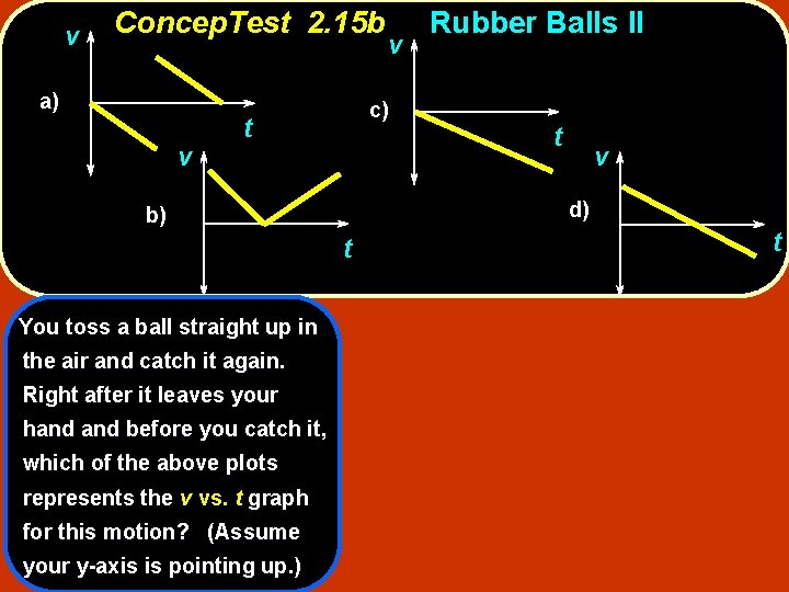 v Concep. Test 2. 15 b a) v c) t t the air and