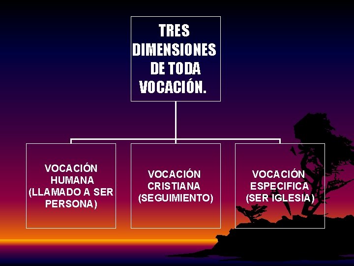 TRES DIMENSIONES DE TODA VOCACIÓN HUMANA (LLAMADO A SER PERSONA) VOCACIÓN CRISTIANA (SEGUIMIENTO) VOCACIÓN TRES DIMENSIONES DE TODA VOCACIÓN HUMANA (LLAMADO A SER PERSONA) VOCACIÓN CRISTIANA (SEGUIMIENTO) VOCACIÓN