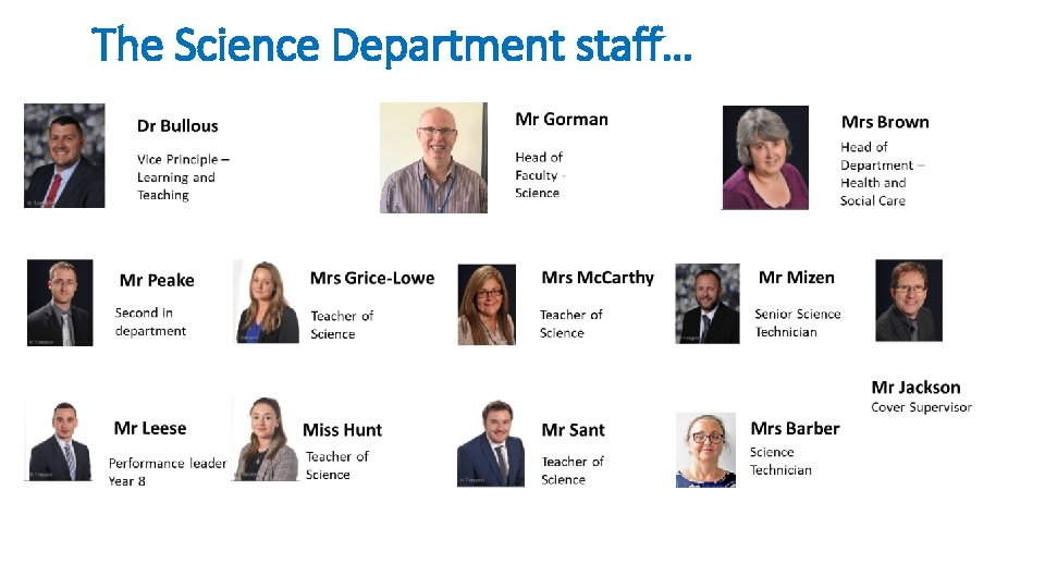 The Science Department staff… 