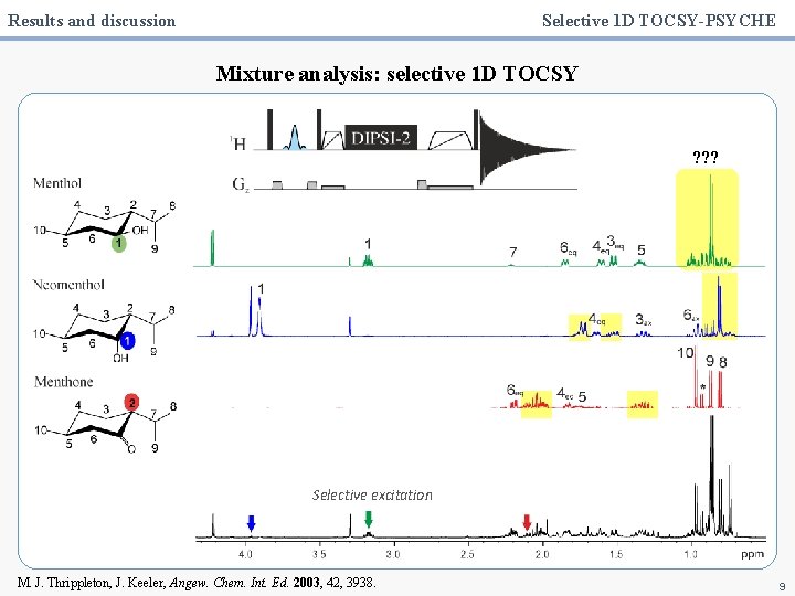 Results and discussion Selective 1 D TOCSY-PSYCHE Mixture analysis: selective 1 D TOCSY ?