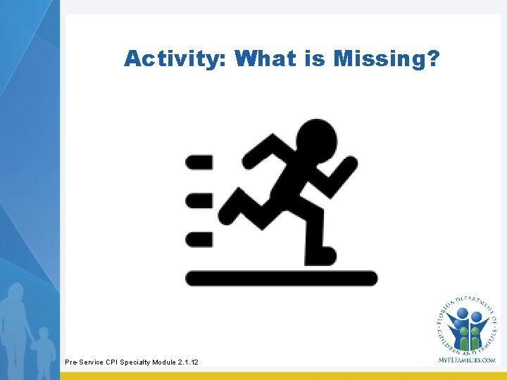 Activity: What is Missing? Pre-Service CPI Specialty Module 2. 1. 12 