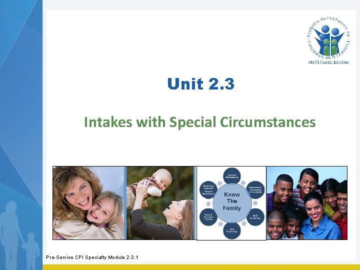 Unit 2. 3 Intakes with Special Circumstances Pre-Service CPI Specialty Module 2. 3. 1