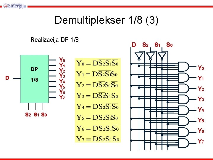 Demultiplekser 1/8 (3) Realizacija DP 1/8 DP D 1/8 S 2 S 1 S