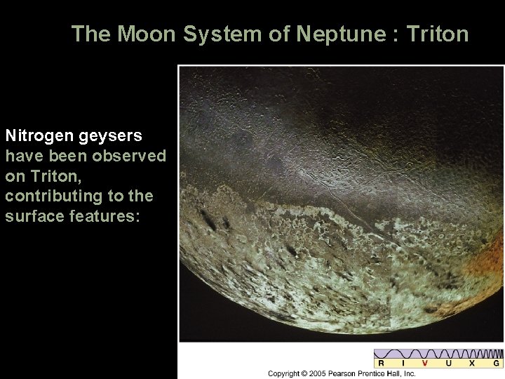The Moon System of Neptune : Triton Nitrogen geysers have been observed on Triton, The Moon System of Neptune : Triton Nitrogen geysers have been observed on Triton,