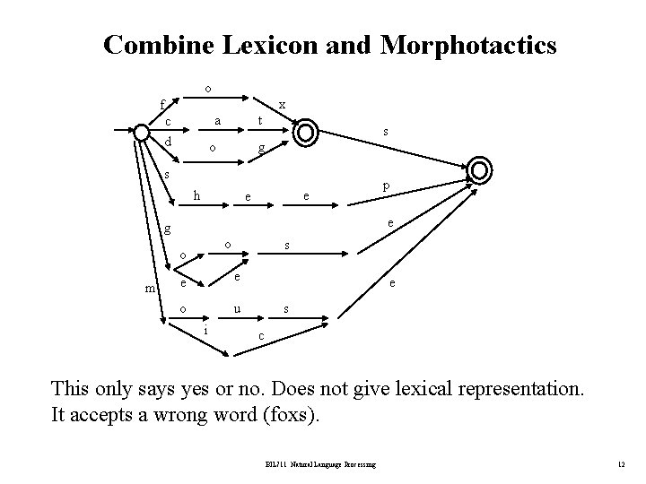 Combine Lexicon and Morphotactics o x f c d a t o g s